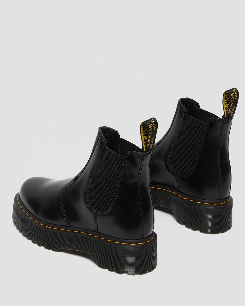 Men's Dr Martens 2976 Polished Smooth Platform Chelsea Boots Black | AU 485CTV